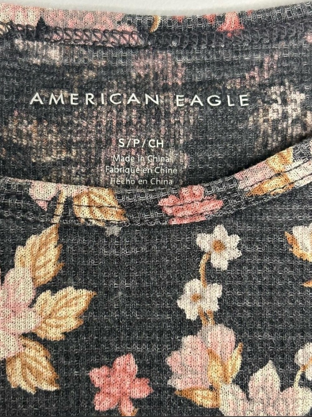 American Eagle Outfitters Black Floral Ribbed Crop Top - Picture 5 of 7